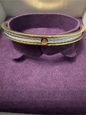 Charriol Forever Cable Bangle Bracelet Gold Tone Stainless Steel New w/ Box